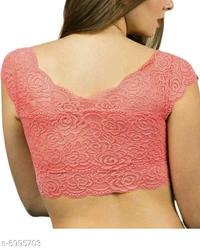 Women Lightly Padded Fully Lace BlouseName: Women Lightly Padded Fully Lace BlouseFabric: LaceSleeve Length: Short SleevesPattern: LaceNet  - Orange , 28