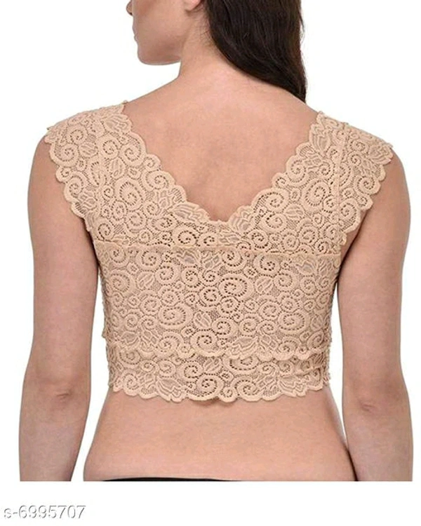 Women Lightly Padded Fully Lace BlouseName: Women Lightly Padded Fully Lace BlouseFabric: LaceSleeve Length: Short SleevesPattern: LaceNet  - Cream Color , 30