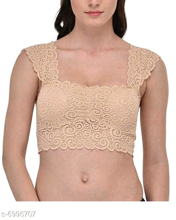 Women Lightly Padded Fully Lace BlouseName: Women Lightly Padded Fully Lace BlouseFabric: LaceSleeve Length: Short SleevesPattern: LaceNet  - Cream Color , 34