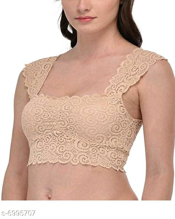 Women Lightly Padded Fully Lace BlouseName: Women Lightly Padded Fully Lace BlouseFabric: LaceSleeve Length: Short SleevesPattern: LaceNet  - Cream Color , 34