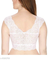 Women Lightly Padded Fully Lace BlouseName: Women Lightly Padded Fully Lace BlouseFabric: LaceSleeve Length: Short SleevesPattern: LaceNet  - White , 36