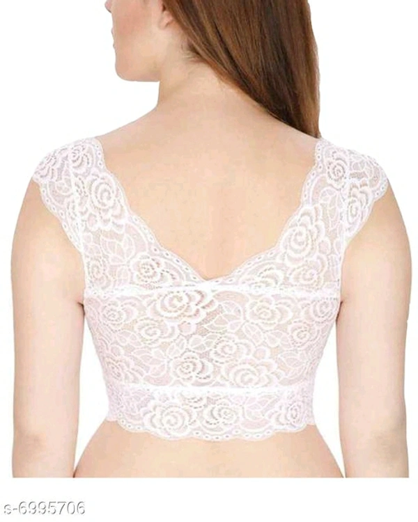 Women Lightly Padded Fully Lace BlouseName: Women Lightly Padded Fully Lace BlouseFabric: LaceSleeve Length: Short SleevesPattern: LaceNet  - White , 36