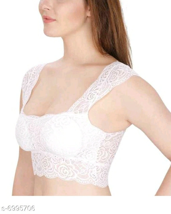 Women Lightly Padded Fully Lace BlouseName: Women Lightly Padded Fully Lace BlouseFabric: LaceSleeve Length: Short SleevesPattern: LaceNet  - White , 36