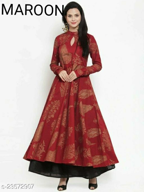 GET GLAMS GOWN MAROONFLOOR LENGTH Kurti  - Maroon Kurti, M