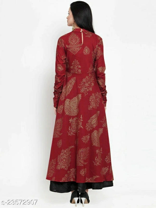 GET GLAMS GOWN MAROONFLOOR LENGTH Kurti  - Maroon Kurti, M
