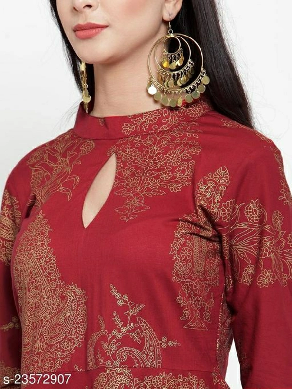 GET GLAMS GOWN MAROONFLOOR LENGTH Kurti  - Maroon Kurti, L