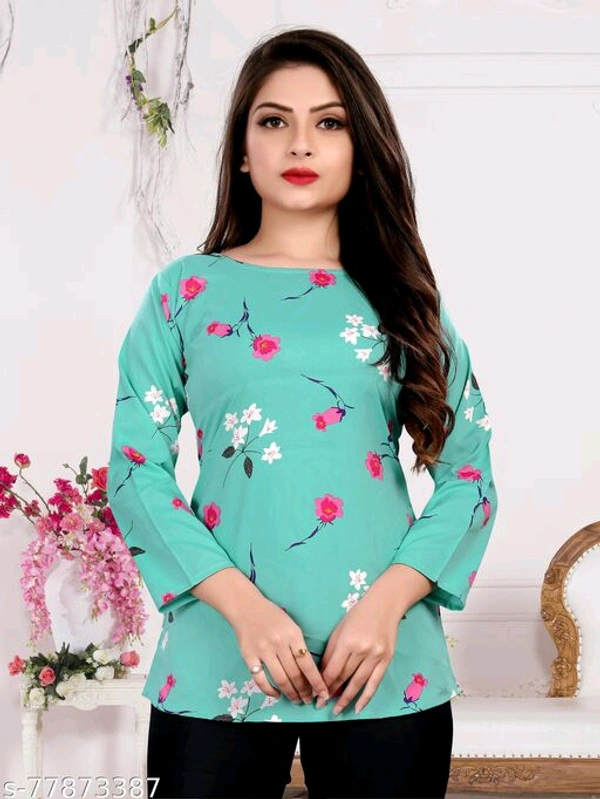 Fancy Graceful Women Tops & TunicsName: Fancy Graceful Women Tops & TunicsFabric: CrepeSleeve Length: Three-Quarter SleevesPattern: PrintedMultipack: 1 - Aqua Blue , XS