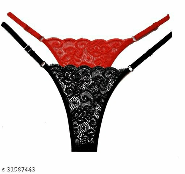 Women Bikini Multicolor Cotton Blend Panty (Pack of 2)Name: Women Bikini Multicolor Cotton Blend Panty (Pack of 2)Fabric: Cotton BlendPattern: EmbroideredMultipack: 2 - Red & Black , Free Size