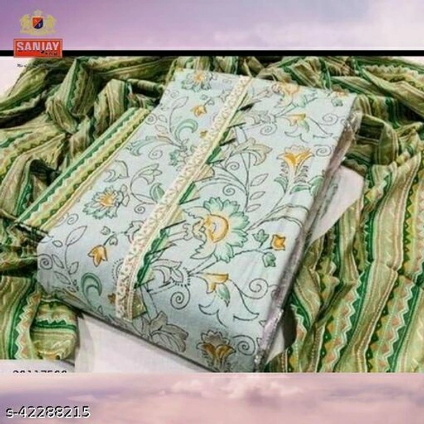 Sanjay Fab, Trendy 100% Cotton Printed Vintage Fancy SuitsName: Sanjay Fab, Trendy 100% Cotton Printed Vintage Fancy Suits  - Pista Green, Un Stitched 
