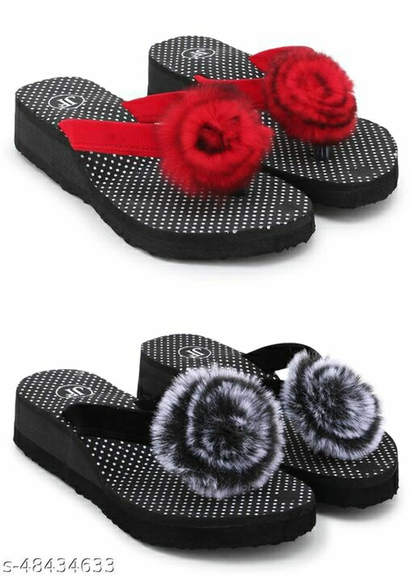 Fancy and Georgous Red & Black Fabrication Slippers for Women & Girls Combo of 2 - IND-6