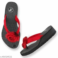 Fancy and Georgous Red & Black Fabrication Slippers for Women & Girls Combo of 2 - IND-8