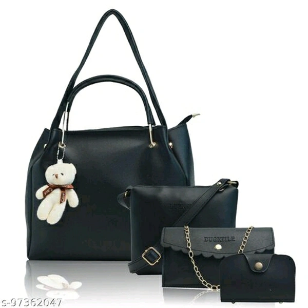 Teddy Combo HANDBAGS Sets - Black, Free Size
