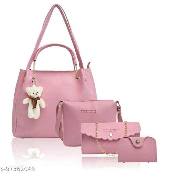 Teddy Combo HANDBAGS Sets - pink, Free Size