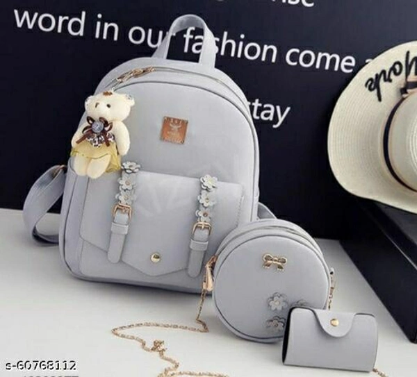 Ravishing Fashionable Women Backpacks - Teddy+grey, Free Size