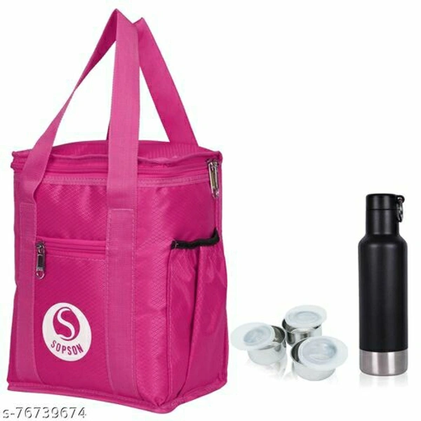 SOPSON® Lunch Bag / Tiffin Bag for Men, Women, Kids, School, Picnic, Work Carry Bag for Lunch Boxes - Pink, Free Size