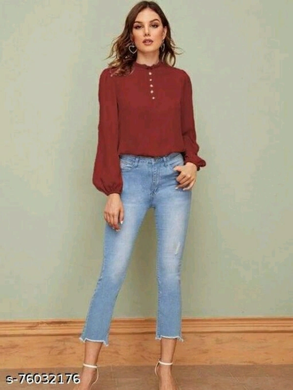 Amazing Women's Party Wear Top - Mehroon, L