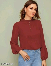 Amazing Women's Party Wear Top - Mehroon, L
