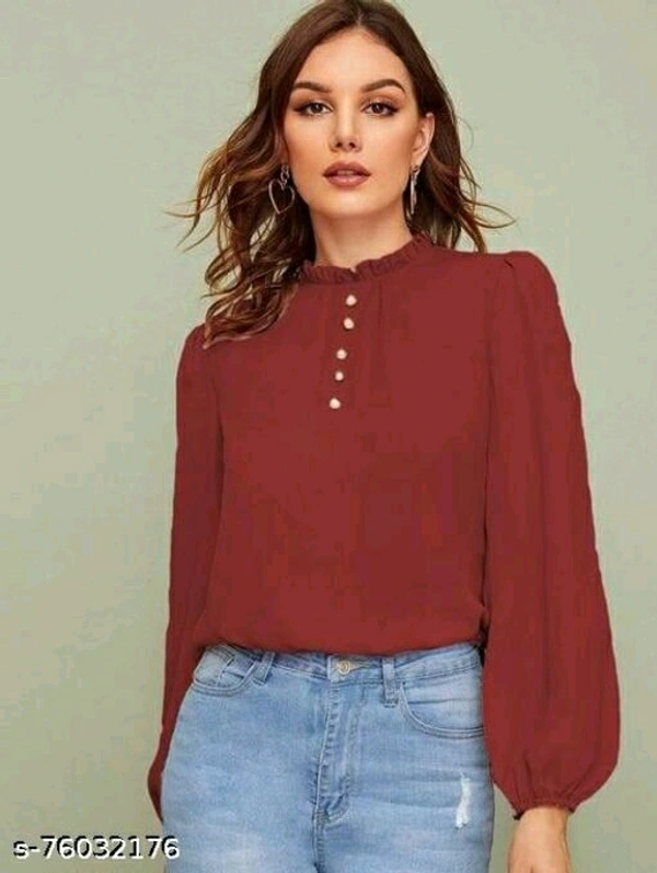 Amazing Women's Party Wear Top - Mehroon, L