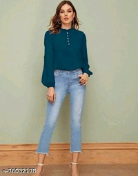 Amazing Women's Party Wear Top - navy Blue, XL