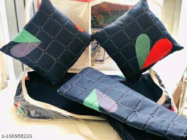 Premium 5PCS QUILTED SET WITH ONE DOUBLE BEDSHEET WITH 2 QUILTED PILLOW COVERS AND 2 QUILTED CUSHIONS WITH FILLERS IN BAG PACKING - KING