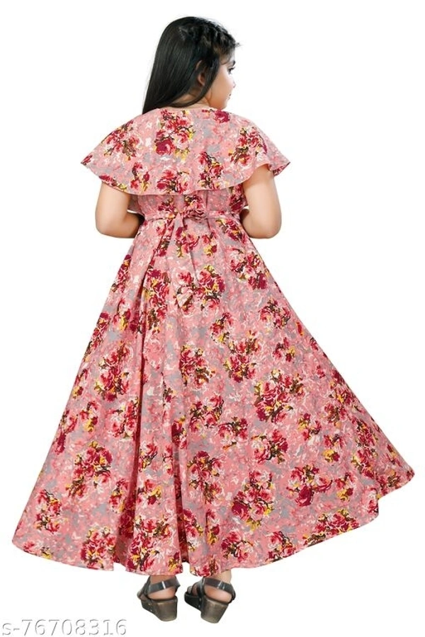 Girls Full Length Party Gown 01 - Pink, 10-11 Years