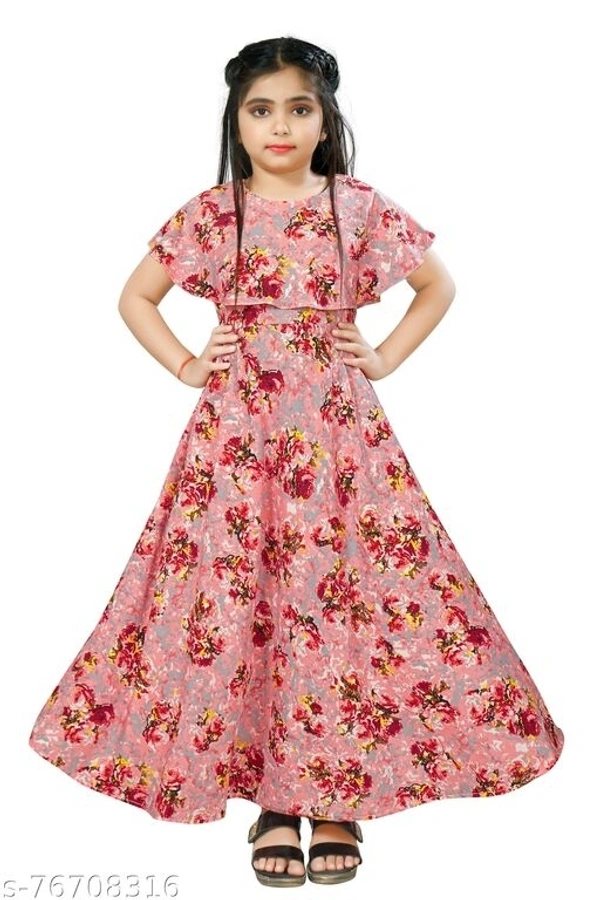 Girls Full Length Party Gown 01 - Pink, 14-15 Years 
