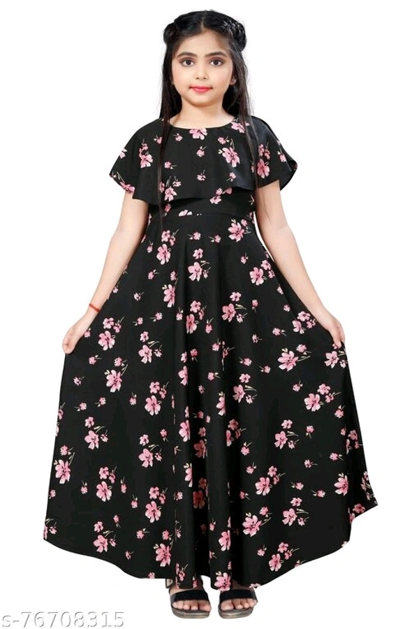 Girls Full Length Party Gown 01 - Black , 8-9 Years