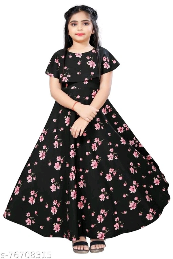 Girls Full Length Party Gown 01 - Black , 8-9 Years