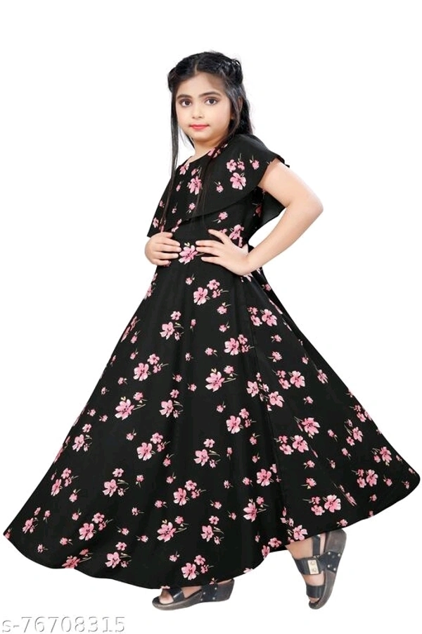 Girls Full Length Party Gown 01 - Black , 10-11 Years
