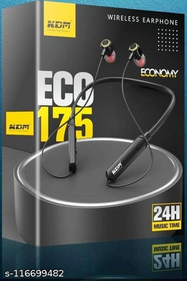 COSMOS ECO 175 low latency Handfree best bluetooth wireless earphone Neckband deep bass ORIGINAL HIGH QUALITY FOR, (OP-PO /VI-VO /REAL-ME/SAMS-UNG /RE-DMI /M-I /ONEP-LUSE/ BO-AT/ J-BL\UB-ON\NO-ISE\BOU-LT\AIR-POD) BLUETOOTH HEADSET  - Black , Free Size 