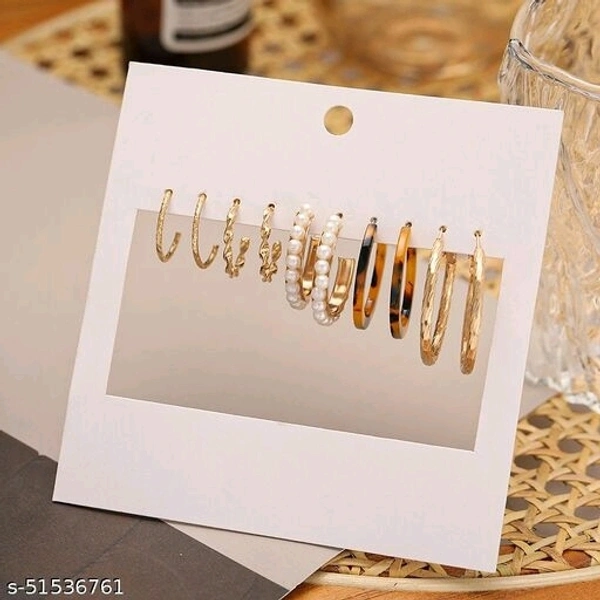 Destiny Jewels Women's Earrings Set Fashion Pearl Metal Acrylic Stud Earrings Combo of 5 - Free Size