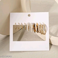 Destiny Jewels Women's Earrings Set Fashion Pearl Metal Acrylic Stud Earrings Combo of 5 - Free Size