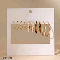 Destiny Jewels Women's Earrings Set Fashion Pearl Metal Acrylic Stud Earrings Combo of 5 - Free Size