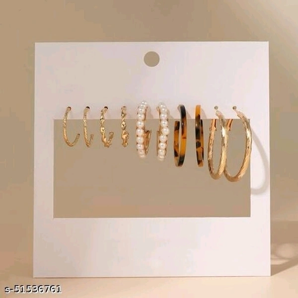 Destiny Jewels Women's Earrings Set Fashion Pearl Metal Acrylic Stud Earrings Combo of 5 - Free Size