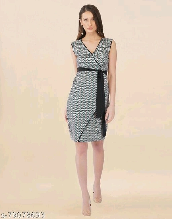 Lycra Printed Multi Western Dress - L