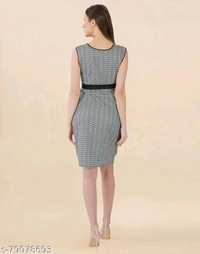 Lycra Printed Multi Western Dress - L