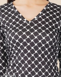 Lycra Printed Black Western Dresz - M