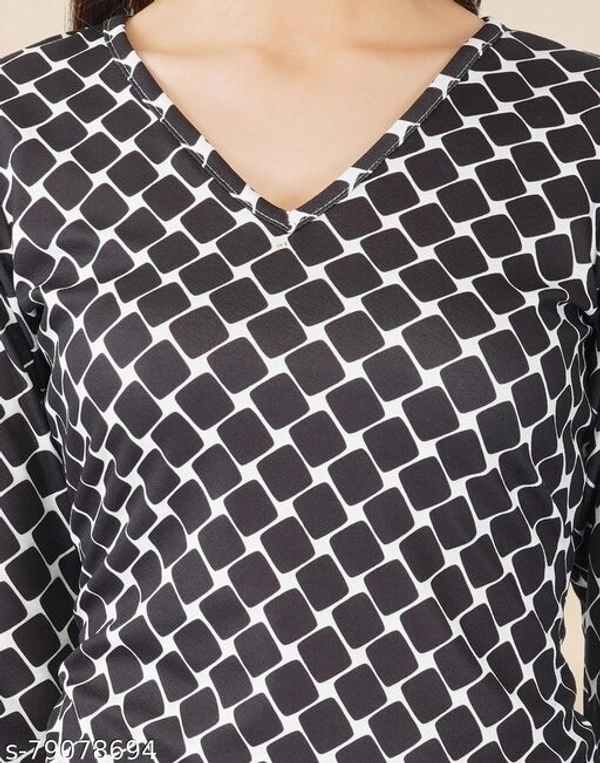 Lycra Printed Black Western Dresz - M
