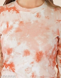 Lycra Printed Peach Western Dresses  - S
