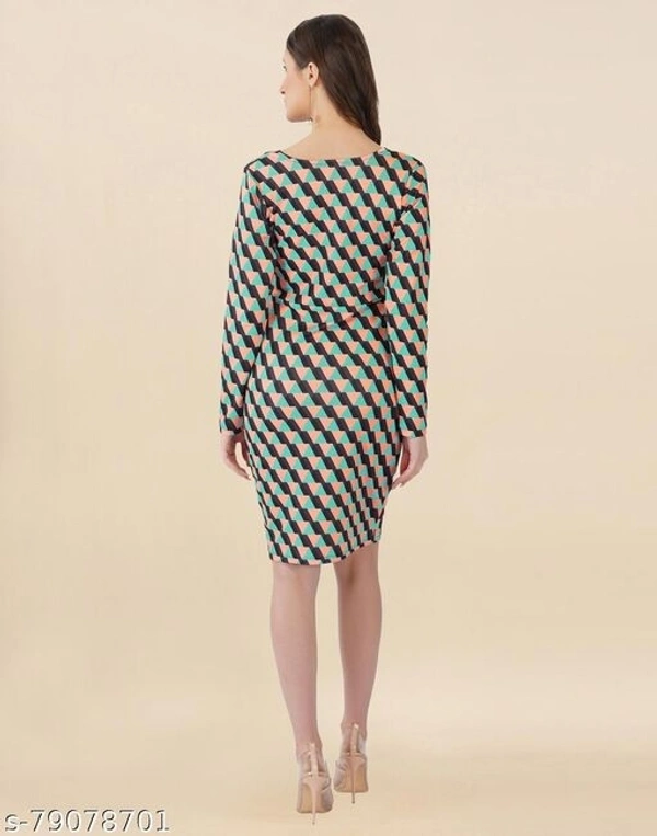 Lycra Printed Multi Western Dress - S