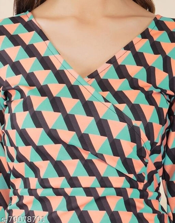 Lycra Printed Multi Western Dress - S