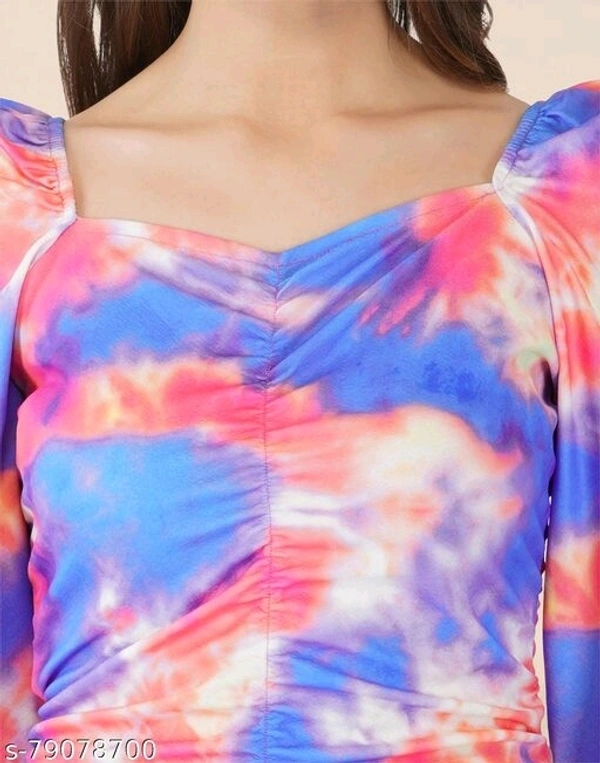 Lycra Printed Multi Western Dress  - M