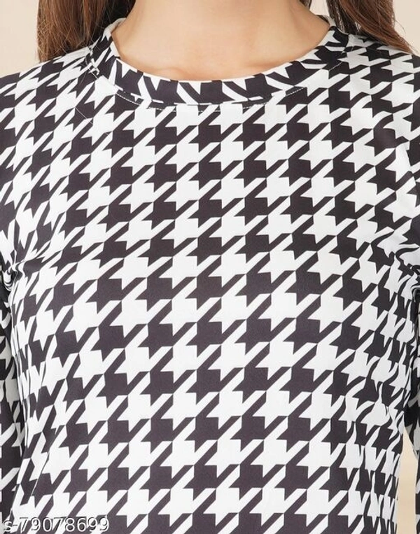 Lycra Printed Black & White Western Dresses  - S