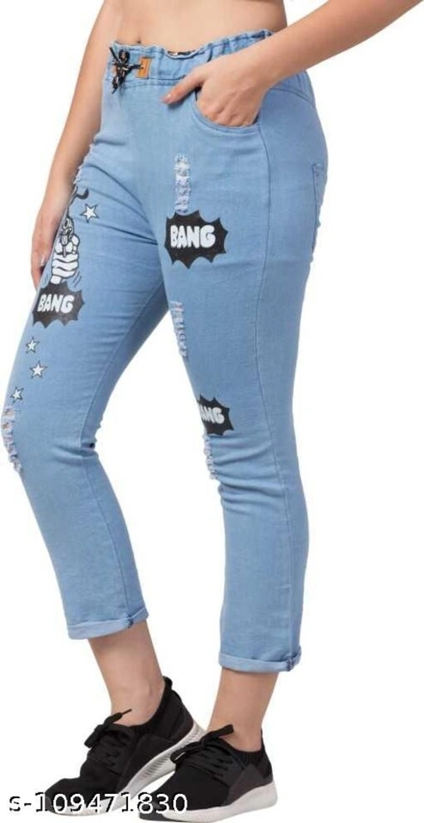 Women Denim Jeans Jogger Elastic Waist Drawstring Stretch Side Pockets Bang Dark and Star Light  Jeans  Pack Of 2 - 26