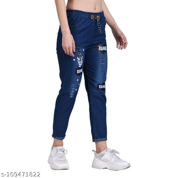 Women Denim Jeans Jogger Elastic Waist Drawstring Stretch Side Pockets Bang Dark and Star Light  Jeans  Pack Of 2 - 30