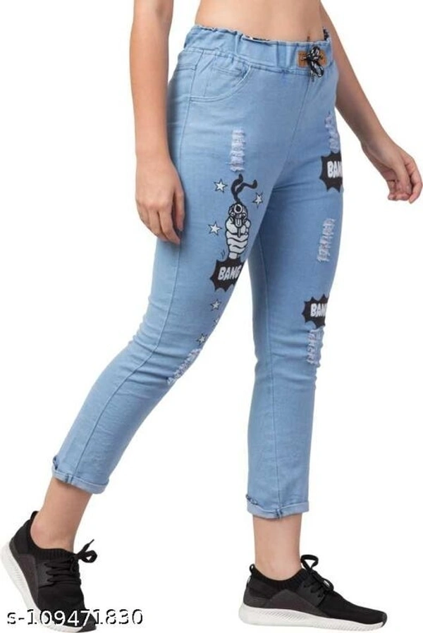 Women Denim Jeans Jogger Elastic Waist Drawstring Stretch Side Pockets Bang Dark and Star Light  Jeans  Pack Of 2 - 30