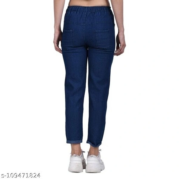 Women Denim Jeans Jogger Elastic Waist Drawstring Stretch Side Pockets Mickey Light and Bang Dark Blue  Jeans  Pack Of 2 - 30