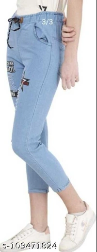 Women Denim Jeans Jogger Elastic Waist Drawstring Stretch Side Pockets Mickey Dark and Star Light  Jeans  Pack Of 2 - 26