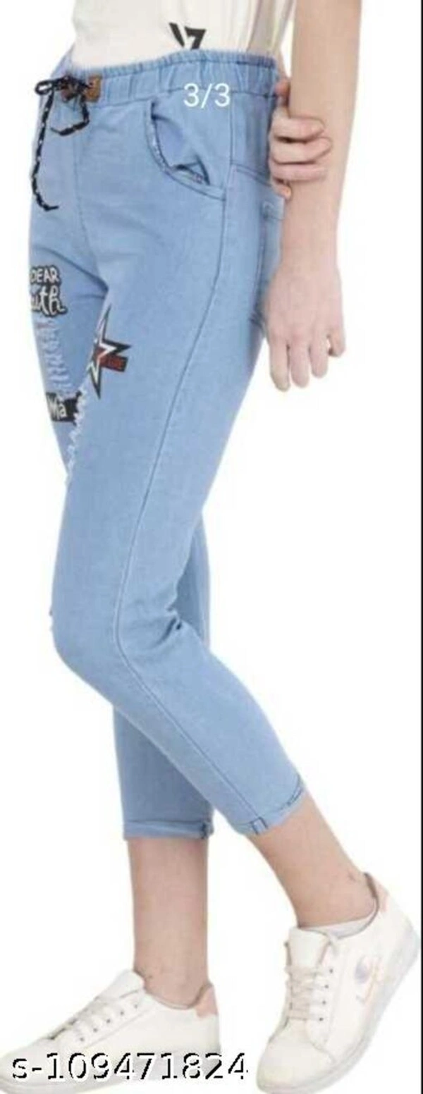 Women Denim Jeans Jogger Elastic Waist Drawstring Stretch Side Pockets Mickey Dark and Star Light  Jeans  Pack Of 2 - 26