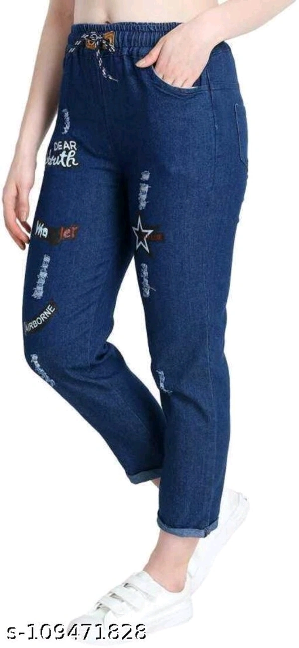 Women Denim Jeans Jogger Elastic Waist Drawstring Stretch Side Pockets Summer Dark and Star Dark  Jeans  Pack Of 2 - 30